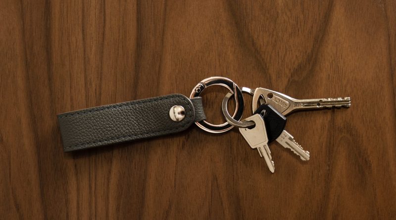 La mano del hombre le da a la mujer un llavero de coche plegable